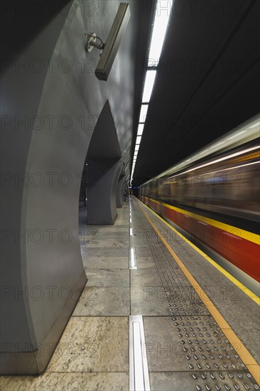 Train entering the subway station