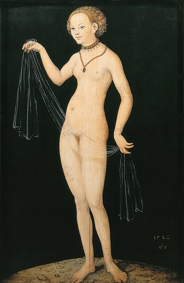 Venus, painting by Lucas Cranach the Elder, 4 October 1472, 16 October 1553, one of the most important German painters, graphic artists and book printers of the Renaissance, Historical, digitally restored reproduction of a historical original
