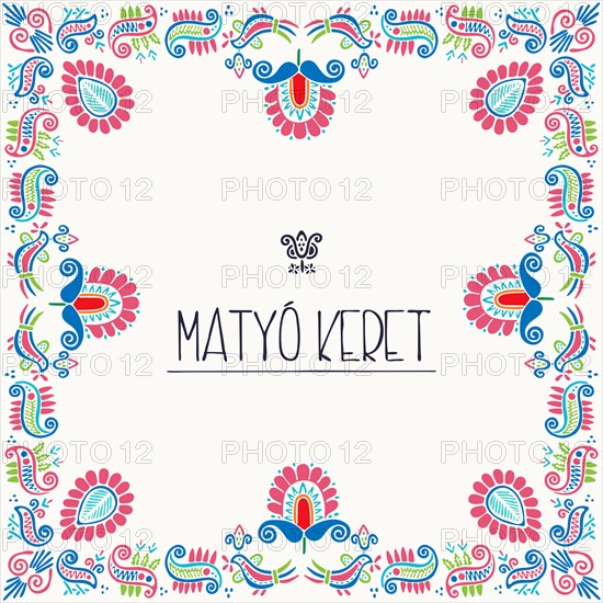 Vector frame with traditional Hungarian floral motives