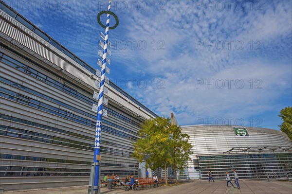 Technical University of Munich with Maypole, TUM, Munich, Bavaria, Germany, Europe