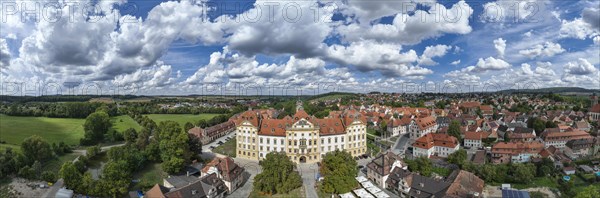 Aerial view, Residenz Ellingen, with the Ellingen estate and castle brewery, High Baroque, Ellingen, Franconian Lake District, Middle Franconia, Franconia, Bavaria, Germany, Europe