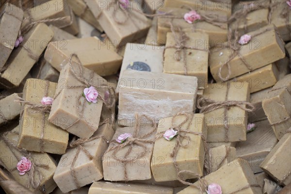 Collection of bars of fragrant hand made organic soap