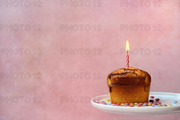 Birthday Cake with Burning Candle, Cake