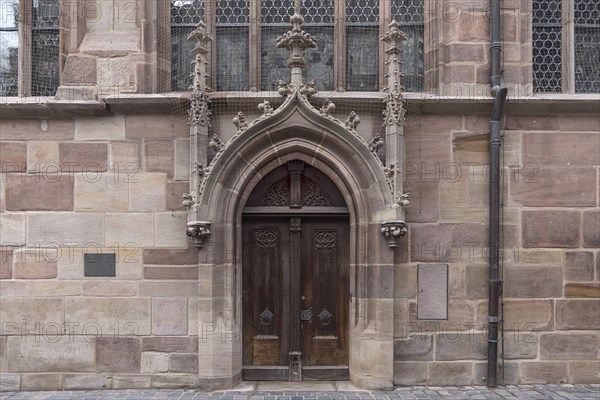 Parish door of the Lorenzkirche, Nuremberg, Middle Franconia, Bavaria, Germany, Europe