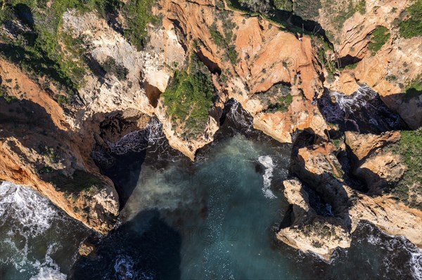 Praia da Marinha, rocks and cliffs, steep coast in the Algarve, Portugal, Europe