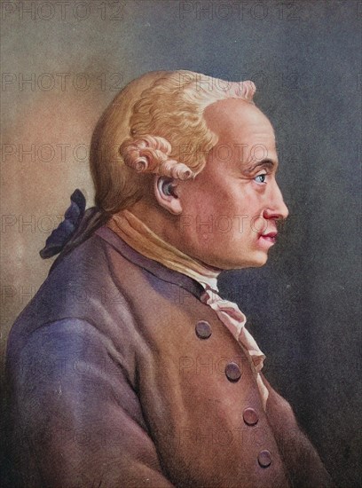Immanuel Kant was a German philosopher, Historical, digitally restored reproduction of a 19th century original
