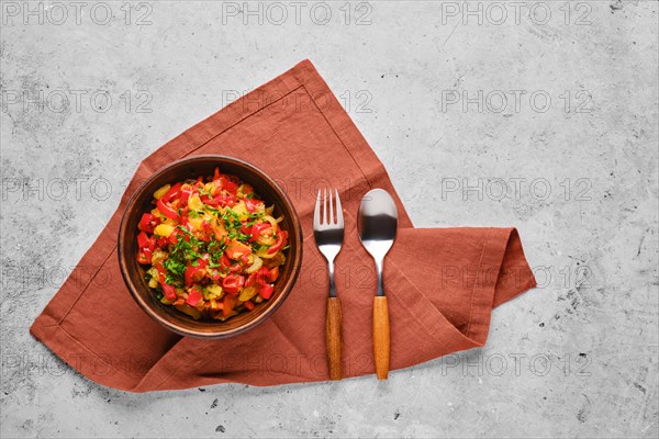 View from above of braised vegetable ragout