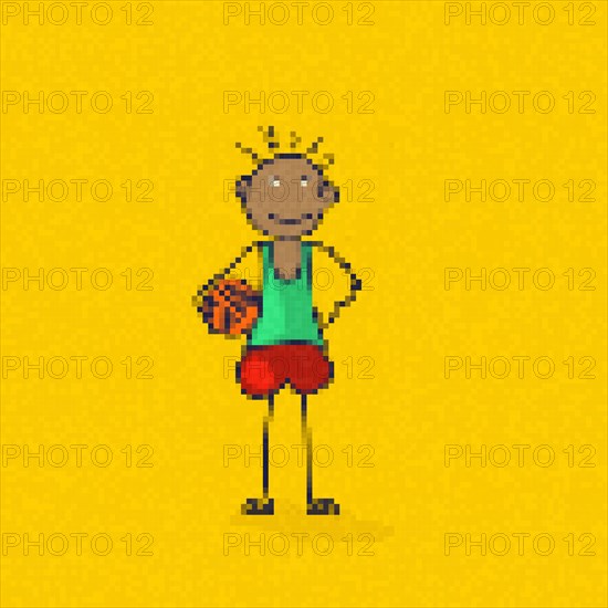 Basketball kid pixel art vector illustration