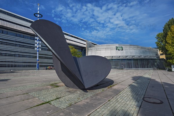 Artwork by Fritz Koenig, Large Leaf Figure from 1996, Location, Technische Universitaet Muenchen. TUM, Munich, Bavaria, Germany, Europe