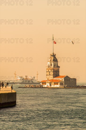 Maidens Tower located in the middle of Bosporus