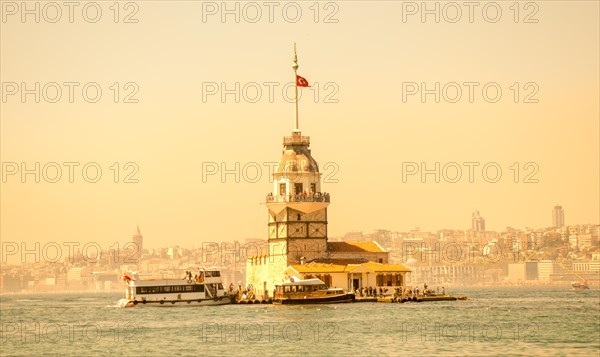 Maidens Tower located in the middle of Bosporus