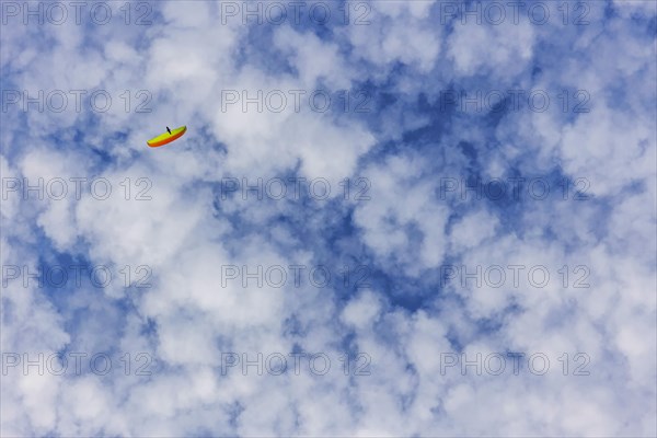 Paragliders flying over Mount Mercury in Baden-Baden, Black Forest, Baden-Wuerttemberg, Germany, Europe