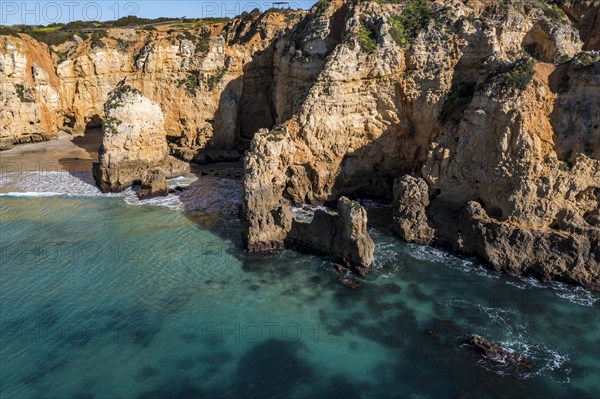 Praia da Marinha, rocks and cliffs, steep coast in the Algarve, Portugal, Europe