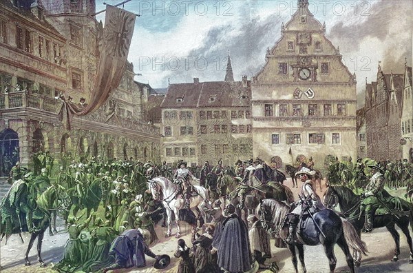 Johann, Johannes, Jean T Serclaes Count of Tilly, here in Rothenburg ob der Tauber, Germany, Historical, digitally restored reproduction of an original from the 19th century, exact date unknown, Europe