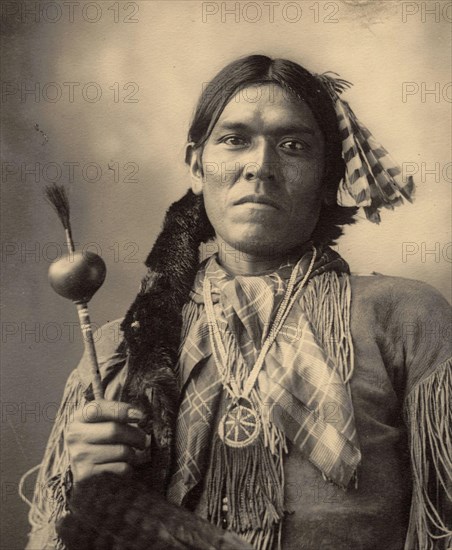 Indians, Yellow Magpie, Arapahoe, after a picture by F.A.Rinehart, 1899, Arapaho or Arapahoe are an Indian people of North America and belonged as nomadic Plains Indians to the cultural area of the Prairies and Plains, Historic, digitally restored reproduction of an original from that time