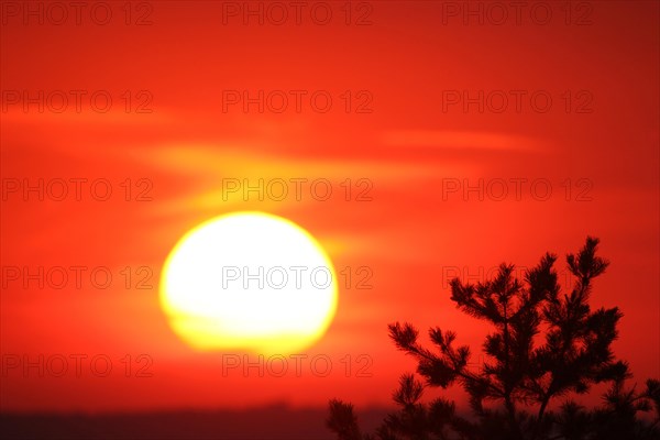 Sunset with red sky, Western Hungary, Hungary, Europe
