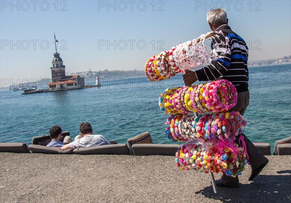 People towards Maidens Tower located in the middle of Bosporus