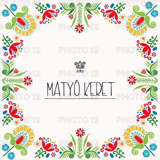 Vector frame with traditional Hungarian floral motives