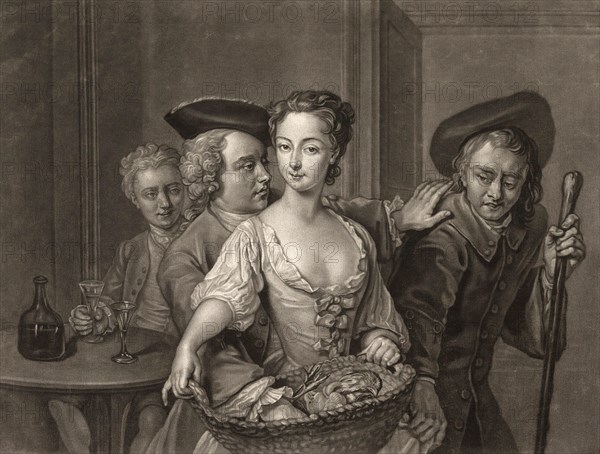 A Scene in the Recruiting Office, c. 1760, France, Historic, digitally restored reproduction of a historical original, Europe