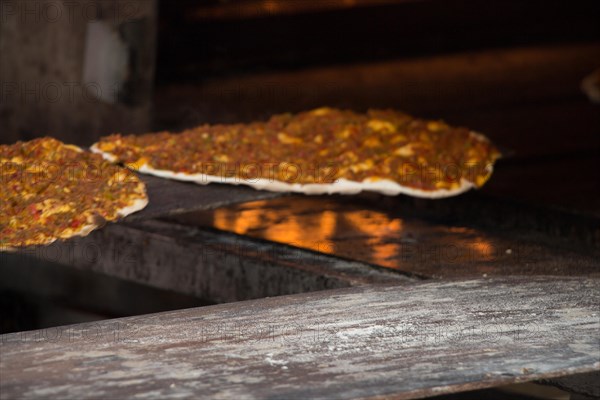 Lahmacun, Turkish pizza pancake with spicy meat filling