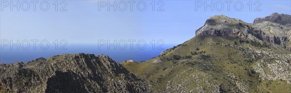 Serra de Tramuntana, View of the Mediterranean Sea, Majorca, Balearic Islands, Spain, Europe