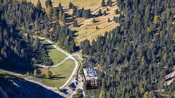 Cable car gondola from Ortisei to the Seceda summit, Val Gardena, Dolomites, South Tyrol, Italy, Europe