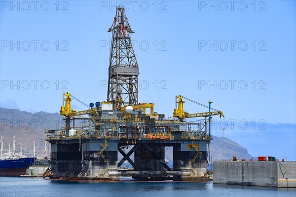 Oil rig in the port of Santa Cruz de Tenerife, Canary Islands, Spain, Europe