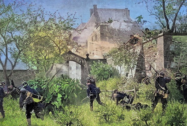Storming of the castle Gaisberg during the Franco-Prussian War, 1870, Historical, digitally restored reproduction of an original from the 19th century, exact date unknown