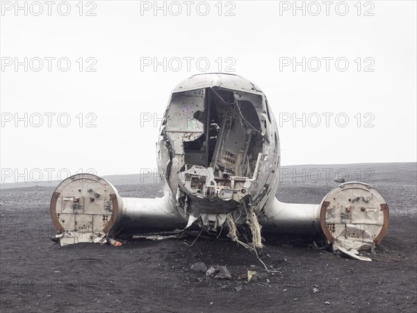 Plane wreckage on the lava beach of Solheimasandur, Iceland, Europe