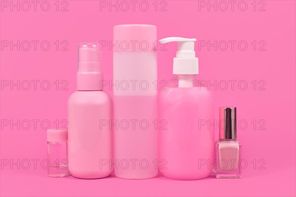 Various stereotype pink colored hygiene products marketed to women