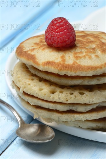 Blini, mini pancakes with fruit, blini