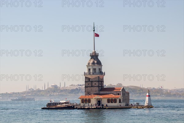 Maidens Tower located in the middle of Bosporus