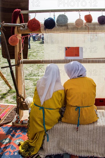 Carpet of traditional types made on a loom