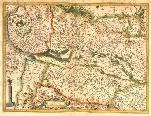 Atlas, map from 1623, Baden-Wuerttemberg, Germany, digitally restored reproduction from an engraving by Gerhard Mercator, born as Gheert Cremer, 5 March 1512, 2 December 1594, geographer and cartographer, Europe