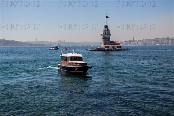 Maidens Tower located in the middle of Bosporus