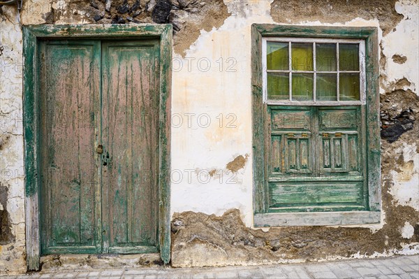 Morbid charm of an old facade in Garachico, North Tenerife, Tenerife, Canary Islands, Spain, Europe