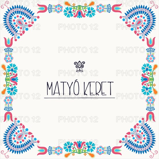 Vector frame with traditional Hungarian floral motives