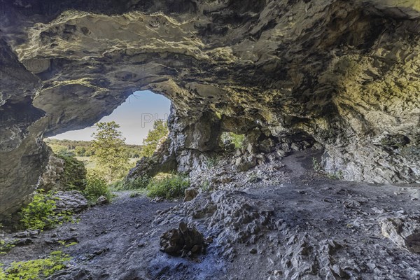 Bocksteinhoehle, UNESCO World Heritage Site, part of the Caves and Ice Age Art of the Swabian Alb World Heritage Site, Rammingen, Baden-Wuerttemberg, Germany, Europe