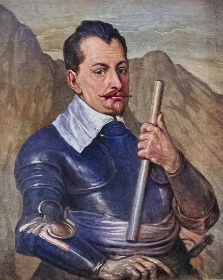Albrecht Wenzel Eusebius von Wallenstein, also von Waldstein, was a Bohemian army commander and politician who offered his services and an army of 30, 000 to 100, 000 men to the Roman-German Emperor Ferdinand II during the Thirty Years War, Historical, digitally restored reproduction of a 19th century original