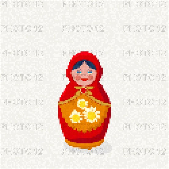 Matryoshka pixel art vector illustration