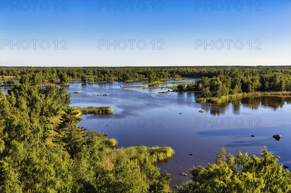 Kvarken Archipelago Nature Reserve, UNESCO World Heritage Site, view from Saltkaret lookout tower in summer, Bjoerkoeby, Korsholm, Mustasaari, Ostrobothnia, Gulf of Bothnia, Baltic Sea, Finland, Europe