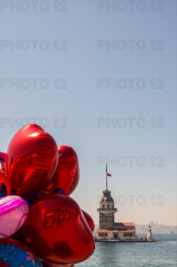 Maidens Tower located in the middle of Bosporus