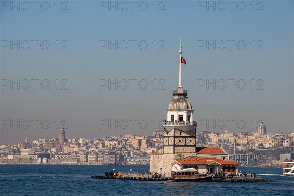 Maidens Tower located in the middle of Bosporus