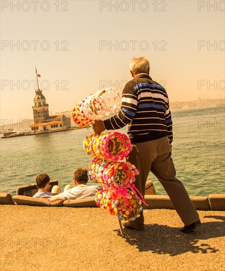 People towards Maidens Tower located in the middle of Bosporus