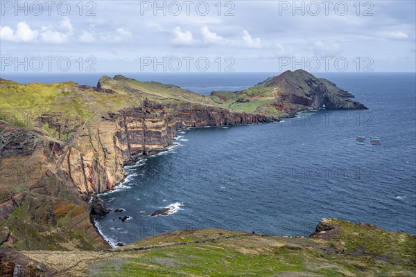 Coastal landscape, cliffs and sea, rugged coast with rock formations, Cape Ponta de Sao Lourenco, Madeira, Portugal, Europe