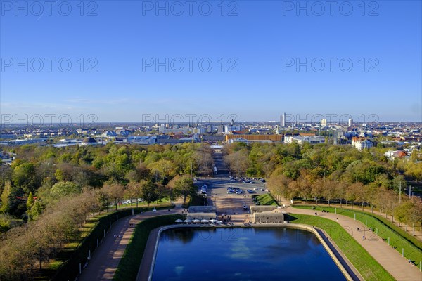 View from the Monument to the Battle of the Nations, Leipzig, Saxony, Germany, Europe