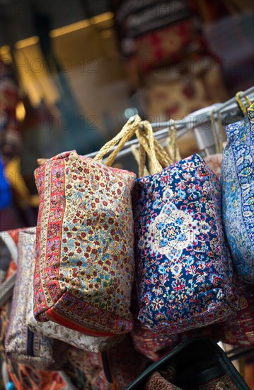 Traditional style handmade woven bags of fabric