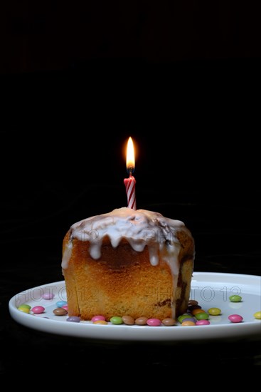 Birthday Cake with Burning Candle, Cake