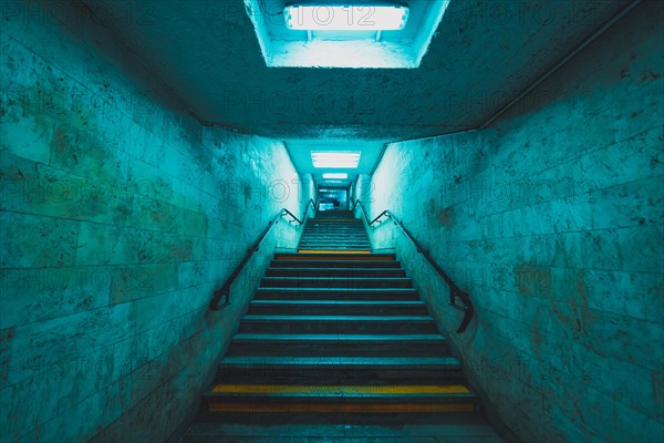 Empty stairs in underground tunnel