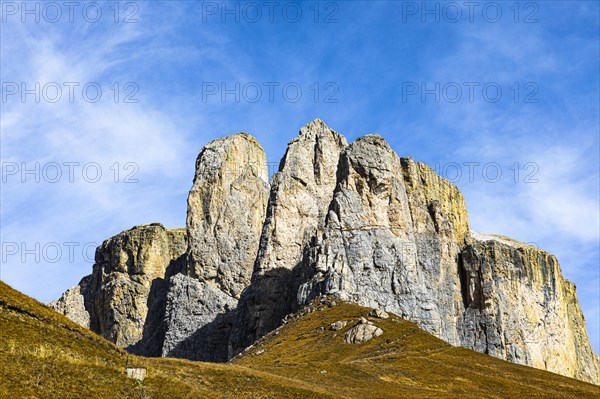 Summit of the Sella massif, view from the Sella Pass, Dolomites, South Tyrol, Italy, Europe